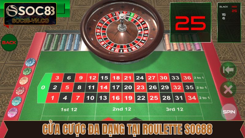 Cửa cược đa dạng khi tham gia các bàn Roulette 